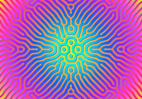 Abstract background with optical illusion generative pattern and vibrant fluid Stock Illustration