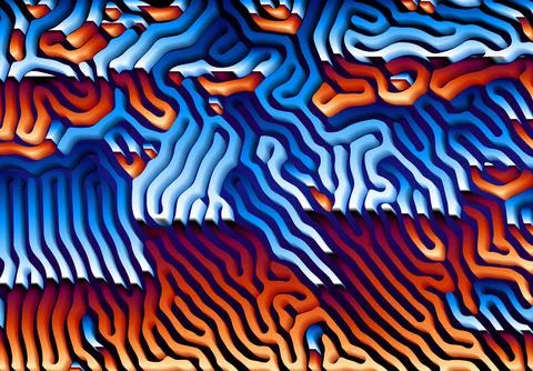 Abstract background with optical illusion generative pattern and vibrant fluid Stock Illustration