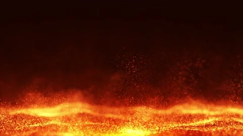 Abstract background of orange burning particles. Outpouring of volcanic lava. 動画素材 254679272