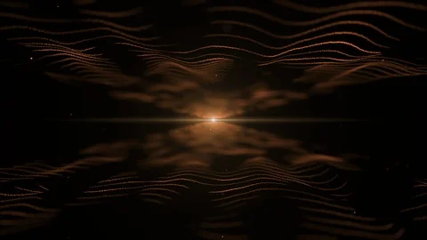 Abstract background. Orange coloured imitation of sound waves on black backdrop Stock Footage 115862228
