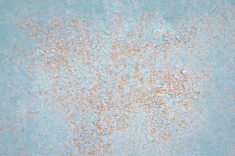Abstract background orange rust on turquoise painted metal surface. Corroded 스톡 사진