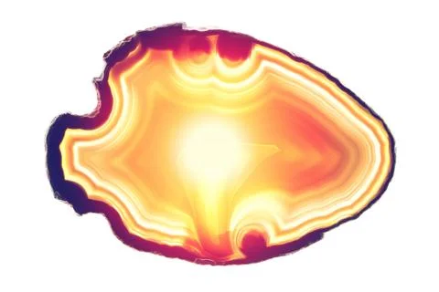 Abstract background, orange sunrise reflection agate round slice mineral isol Stock Photos