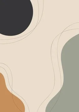 Abstract background with organic flowing shape and freehand drawn line. Modern Stock Illustration