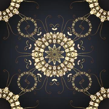 Abstract background. Oriental vector classic gray and blue and golden pattern. Stock Illustration