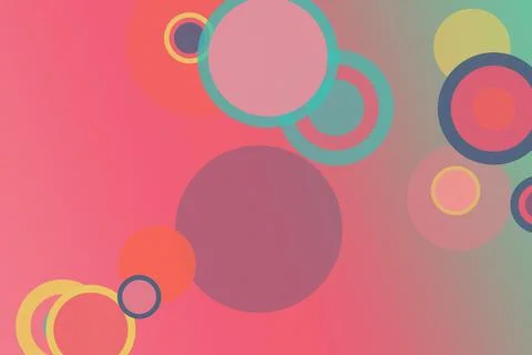 Abstract background of overlapping circle shapes in pastel pink, teal, and .. Illustrazione stock