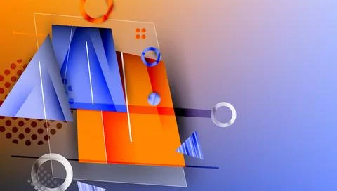 Abstract background - overlapping circles, rectangles, and triangles with vib Illustrazione stock