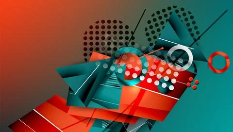 Abstract background - overlapping circles, rectangles, and triangles with Illustrazione stock