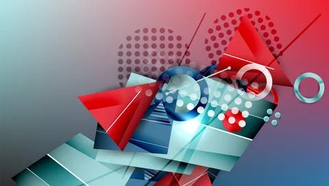 Abstract background - overlapping circles, rectangles, and triangles with Stock Illustration