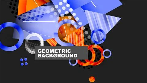 Abstract background - overlapping circles, rectangles, and triangles with Stock Illustration