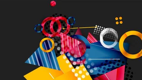 Abstract background - overlapping circles, rectangles, and triangles with Stock Illustration