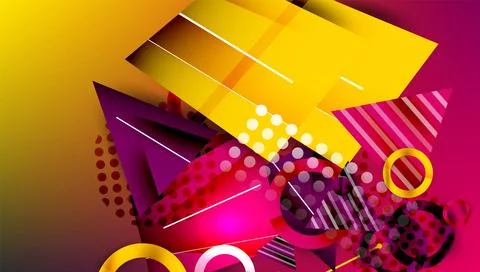 Abstract background - overlapping circles, rectangles, and triangles with Illustrazione stock