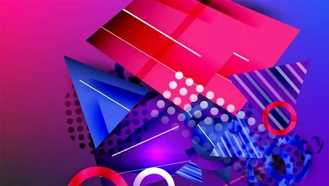 Abstract background - overlapping circles, rectangles, and triangles with Illustrazione stock