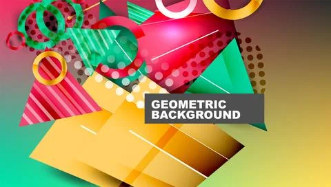 Abstract background - overlapping circles, rectangles, and triangles with Stock Illustration