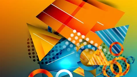 Abstract background - overlapping circles, rectangles, and triangles with Stock Illustration