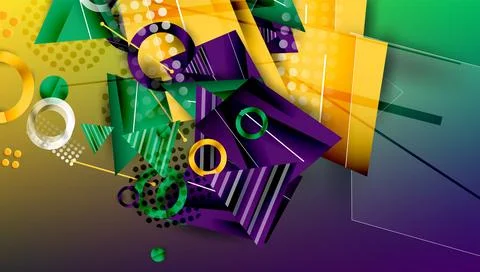 Abstract background - overlapping circles, rectangles, and triangles with Stock Illustration