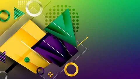 Abstract background - overlapping circles, rectangles, and triangles with Stock Illustration