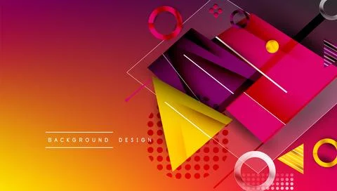 Abstract background - overlapping circles, rectangles, and triangles with Illustrazione stock