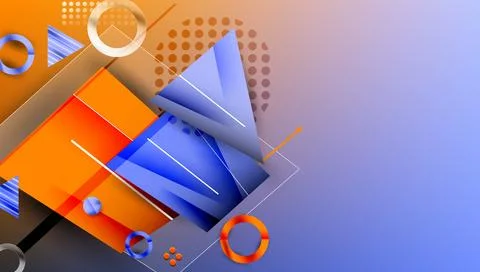 Abstract background - overlapping circles, rectangles, and triangles with Stock Illustration