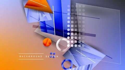 Abstract background - overlapping circles, rectangles, and triangles with Illustrazione stock