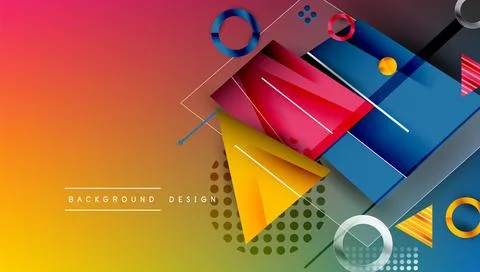 Abstract background - overlapping circles, rectangles, and triangles with Stock Illustration