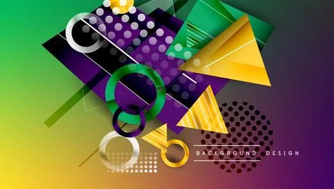 Abstract background - overlapping circles, rectangles, and triangles with Stock Illustration