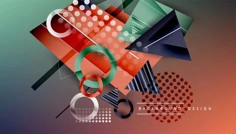Abstract background - overlapping circles, rectangles, and triangles with Illustrazione stock