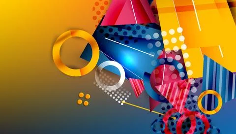 Abstract background - overlapping circles, rectangles, and triangles with Stock Illustration