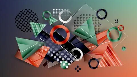Abstract background - overlapping circles, rectangles, and triangles with Stock Illustration
