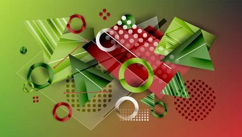 Abstract background - overlapping circles, rectangles, and triangles with Stock Illustration