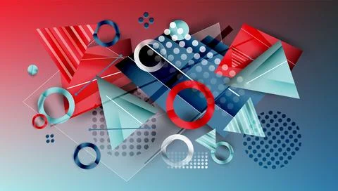Abstract background - overlapping circles, rectangles, and triangles with Stock Illustration