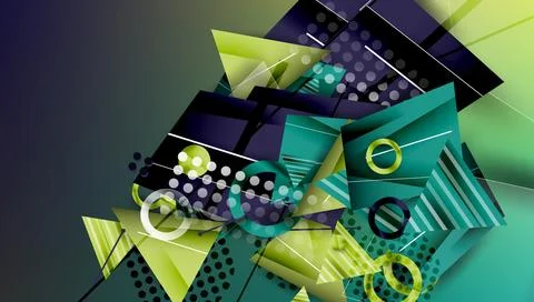 Abstract background - overlapping circles, rectangles, and triangles with Stock Illustration