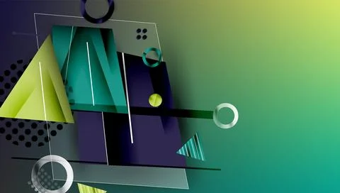 Abstract background - overlapping circles, rectangles, and triangles with Stock Illustration