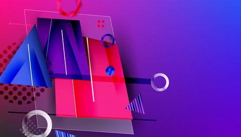 Abstract background - overlapping circles, rectangles, and triangles with Illustrazione stock