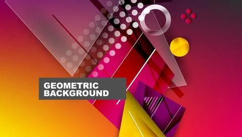 Abstract background - overlapping circles, rectangles, and triangles with Stock Illustration