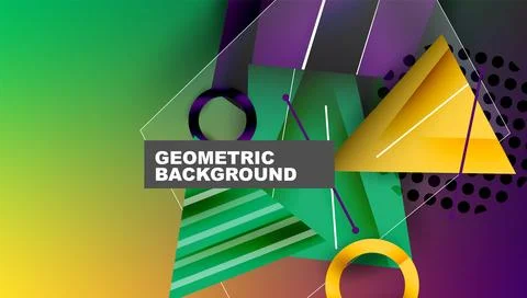 Abstract background - overlapping circles, rectangles, and triangles with Stock Illustration