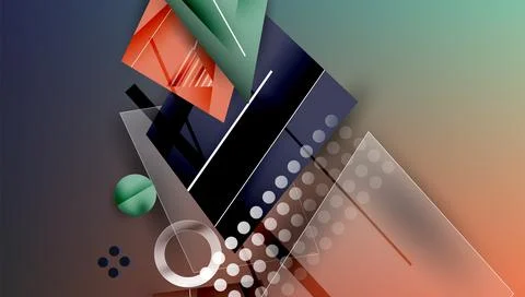 Abstract background - overlapping circles, rectangles, and triangles with Illustrazione stock