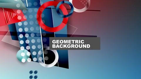 Abstract background - overlapping circles, rectangles, and triangles with Stock Illustration