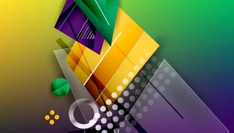 Abstract background - overlapping circles, rectangles, and triangles with Stock Illustration