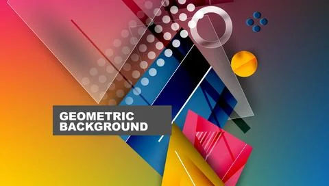 Abstract background - overlapping circles, rectangles, and triangles with Stock Illustration