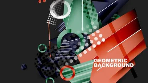 Abstract background - overlapping circles, rectangles, and triangles with Stock Illustration