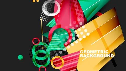 Abstract background - overlapping circles, rectangles, and triangles with Illustrazione stock