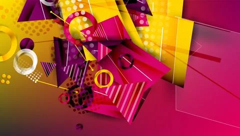 Abstract background - overlapping circles, rectangles, and triangles with Stock Illustration