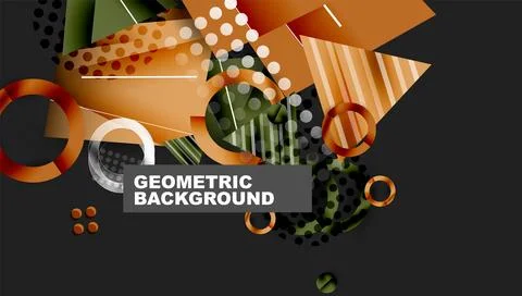 Abstract background - overlapping circles, rectangles, and triangles with vib Illustrazione stock