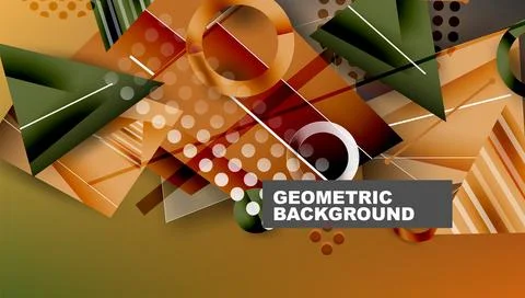 Abstract background - overlapping circles, rectangles, and triangles with vib Illustrazione stock