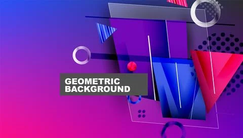 Abstract background - overlapping circles, rectangles, and triangles with vib Illustrazione stock