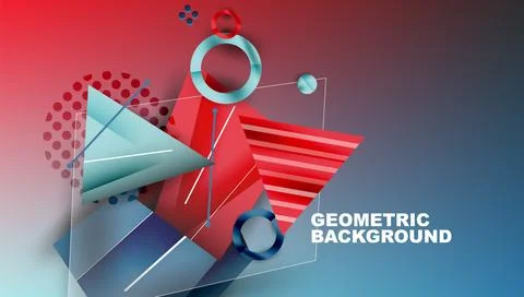 Abstract background - overlapping circles, rectangles, and triangles with vib Stock Illustration