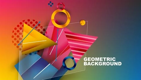 Abstract background - overlapping circles, rectangles, and triangles with Stock Illustration