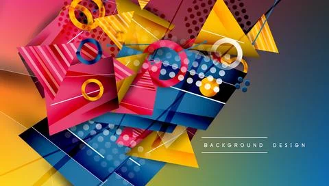 Abstract background - overlapping circles, rectangles, and triangles with Stock Illustration