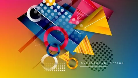 Abstract background - overlapping circles, rectangles, and triangles with Stock Illustration
