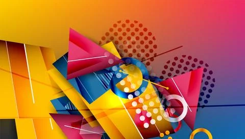 Abstract background - overlapping circles, rectangles, and triangles with Stock Illustration